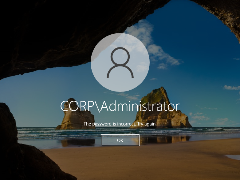 Wrong password entered three times on Windows lock screen