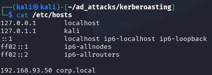 /etc/hosts updated with corp.local mapping