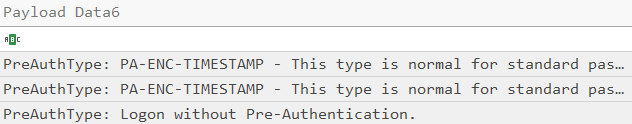 PreAuthType data — Logon without Pre-Authentication confirmed