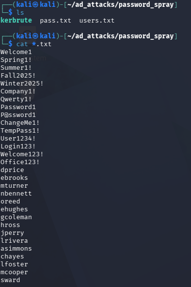Password wordlists prepared for the spray