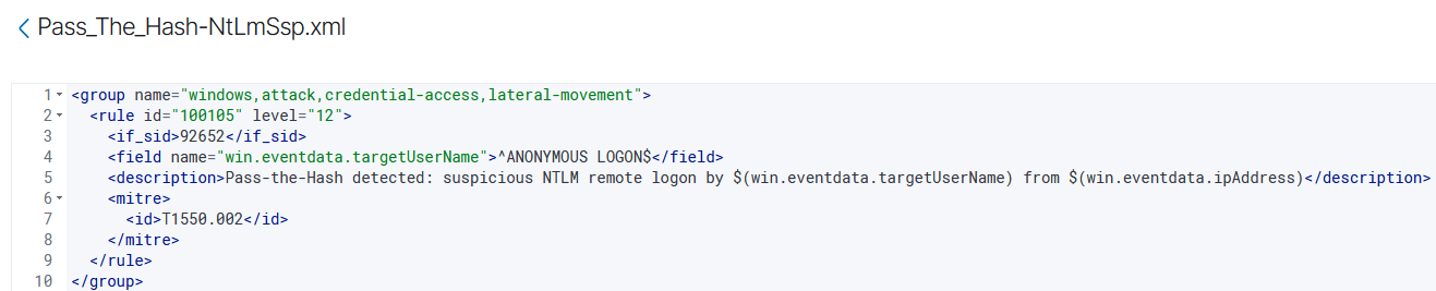 Rule 100105 — Pass-the-Hash XML
